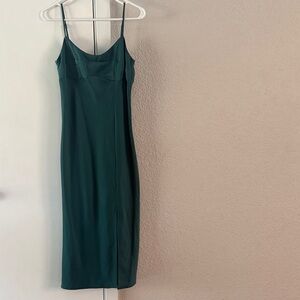 Elegant Forest Green Slip Dress with Spaghetti Straps